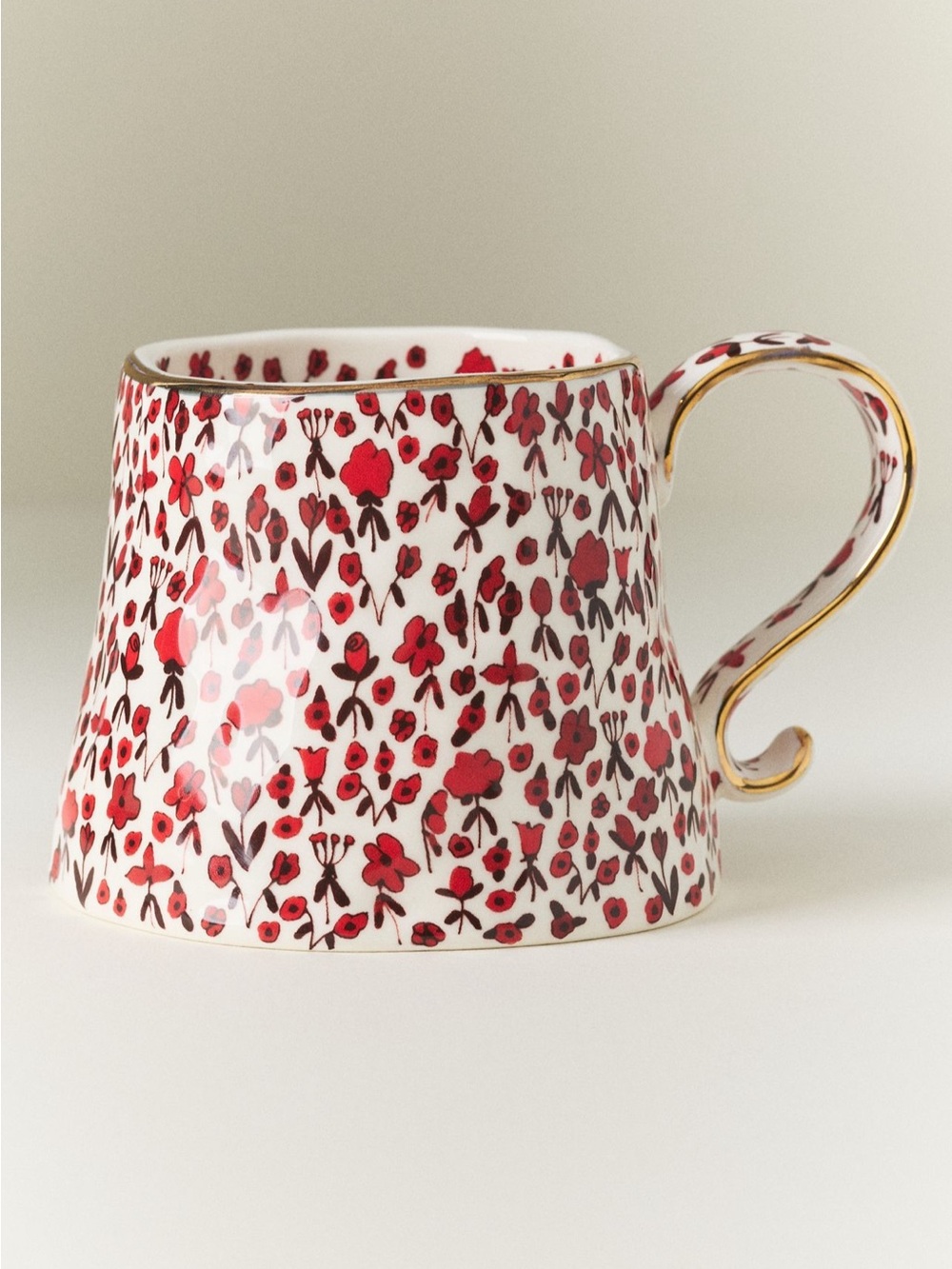Anthropologie The Mud Fairy Blooming Hearts Stoneware 24k Gold Accent Mug